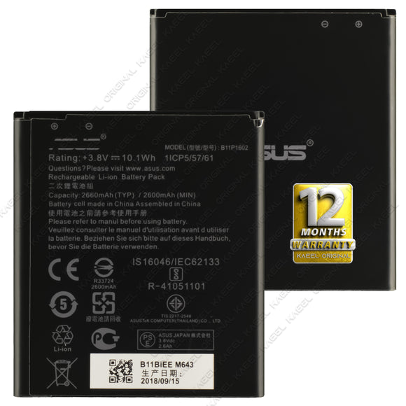 KAEEL ORIGINAL B11P1602 Battery 2660mAh for Asus Zenfone Go 5.0 inch ZB500KL X00AD, X00BD, X00ADC, ZB500KL with 6 Months Warranty.