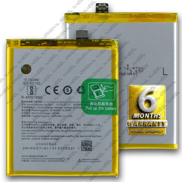 KAEEL ORIGINAL BLP657 Battery for OnePlus 6 / A6000 / A6003 3300mAh with 6 Months Warranty.