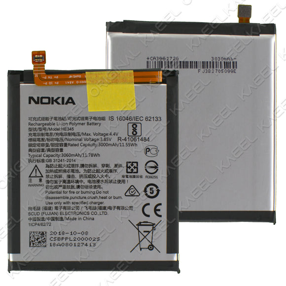 KAEEL ORIGINAL HE345 Battery for Nokia 6 2nd Generation 2018 / TA-1016 / TA-1045 / TA-1068 3000mAh with 6 Months Warranty.